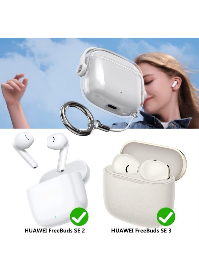 Fekra Clear Soft Case For Freebuds SE 3 / SE 2 With Lanyard Clasp Creative Headphone Locking Earphone Charging Box Cover For Freebuds Se3/ se2 (Clear Black) - Image 2